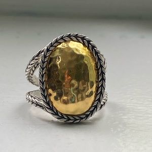 Premier Design Hammered Gold Silver Oval Ring